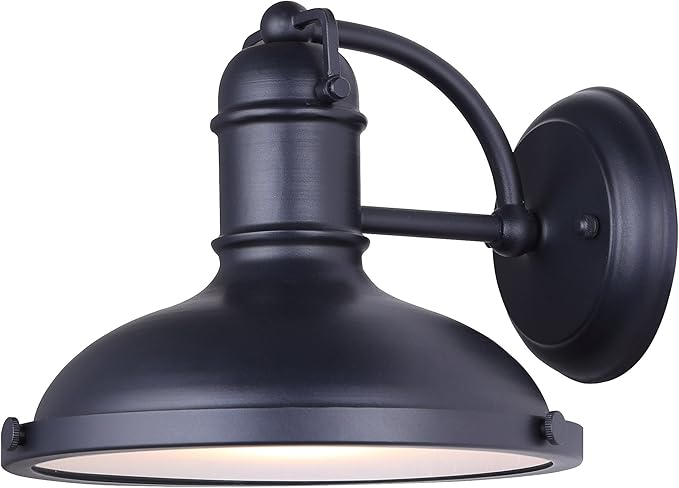 Canarm Marcella 1-Light Outdoor Wall Light Black Down Light with Frosted Glass Panel, Modern Farmhouse Lighting for Porch, Patio and Outdoor Entryway