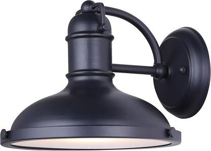 Canarm Marcella 1-Light Outdoor Wall Light Black Down Light with Frosted Glass Panel, Modern Farmhouse Lighting for Porch, Patio and Outdoor Entryway