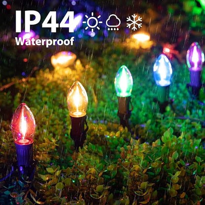 Brightown C9 Christmas String Lights Outdoor - 25.7 Feet 20 LED Christmas Pathway Lights with 20 Stakes Connectable Waterproof for Driveways Xmas Holiday Patio Decoration, Multicolored