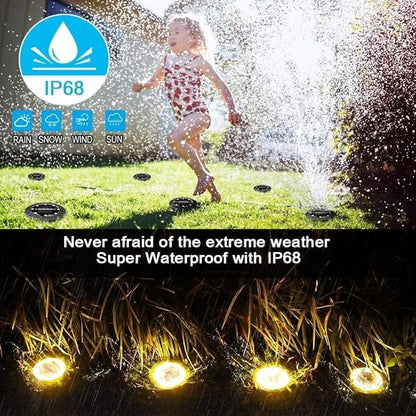 QUQUQ Solar Pathway Lights Solar Powered Ground Lights Waterproof Outdoor LED Disk for Garden Yard Patio Decor(8 Pack)