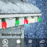 25FT C7 Christmas Lights Outdoor, Red Green White 3-Color LED String Lights for Roof, Fence, Tree, Wedding, Party | Lumora