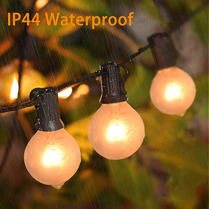 Abeja 25FT Outdoor String Lights, G40 Globe Patio String Lights with 27 Frosted White Globe Bulbs, Waterproof Connectable Hanging Lights for Outside Backyard Porch Umbrella Bistro Decor, Black Wire