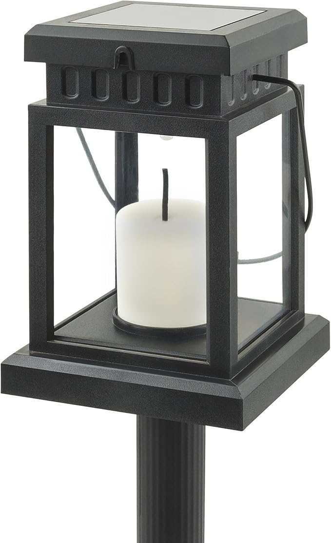 Alpine Corporation 19" Tall Outdoor Solar Powered Hanging or Stake Lanterns, Black (Set of 6)