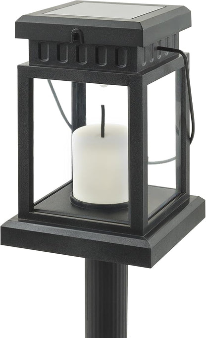 Alpine Corporation 19" Tall Outdoor Solar Powered Hanging or Stake Lanterns, Black (Set of 6)