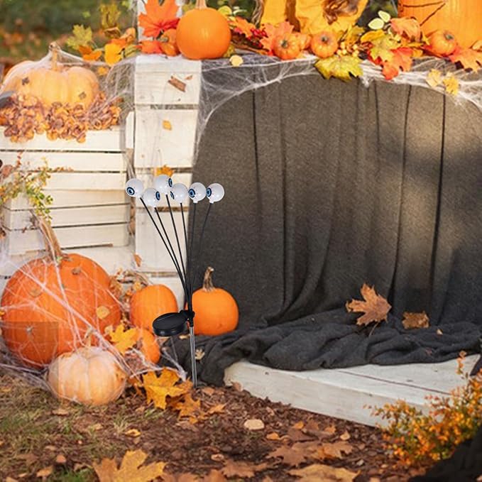 Mikikit Halloween Solar Eyeball Pathway Lights Led Outdoor Decorations for Garden Party Spooky Solar Powered Eyeball Lights for Halloween Christmas
