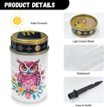 Owl Outdoor Solar Lights Solar Stake Lights Waterproof Garden Decorations for Party,Pretty Solar Walkway Lights for Yard Pathway Light,Wall Light Auto On/Off