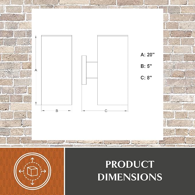 VAXCEL 2-Pack Chiasso 20 in. H 2-Light Textured Black Outdoor Wall Sconce Made of Rust-Resistant Aluminum Metal | Lumora