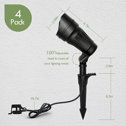 LITFIT Low Voltage LED Spotlights with 35° Beam Angle, 7.5W 410LM 3000K Warm White Outdoor Landscape Lighting, CRI 80, Waterproof SpotLights for Trees, House, Yard, Garden Decorations, 4 Pack