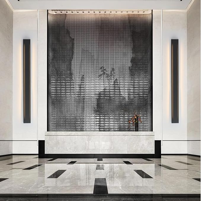 50 Inch Long Outdoor Waterproof Modern LED Wall Sconces, Indoor Black Wall Mount Fixtures,3000K Warm Light Rectangular Wall Light for Front Door, Stairway, Living Room,Porch Light