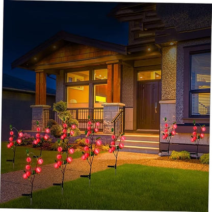 3pcs Led Garden Stake Light Solar Pathway Lights for Outdoor Apple Shape Decorative Lamp for Garden Decking Christmas Decor