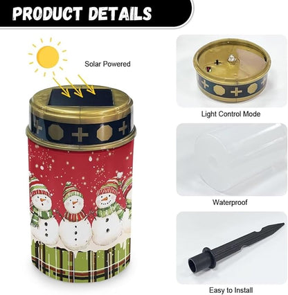 Snowman Solar Lights Outdoor Waterproof Flameless Memorial Cemetery Decorative Lights Christmas Home Decoration LED Solar Lighting Garden Landscape Stake for Lighting