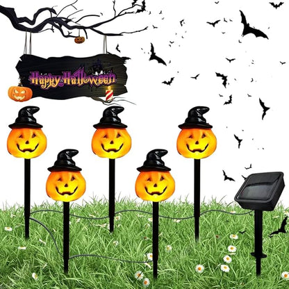 5pack Solar Halloween Skull Lights Decorations Outdoor, Waterproof Skull Solar Pathway Lights, Solar Halloween Garden Lights Scary Skeleton LED Lights for Patio Lawn Yard Garden (C)