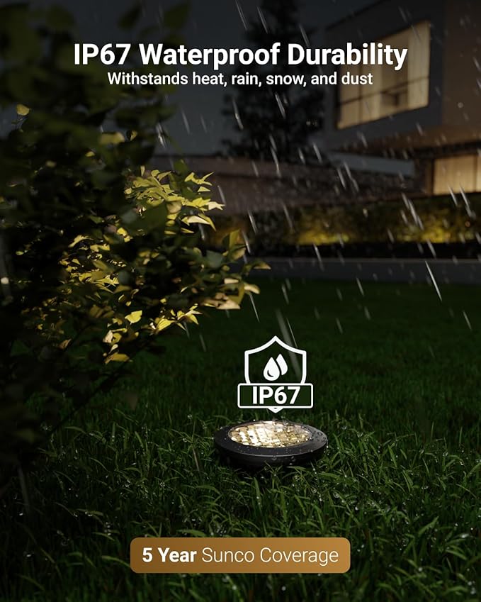 Sunco 12 Pack Low Voltage In-Ground LED Outdoor Lights, Landscape Well Lighting for Yard, Garden, Walkway, 3W, 200 | Lumora