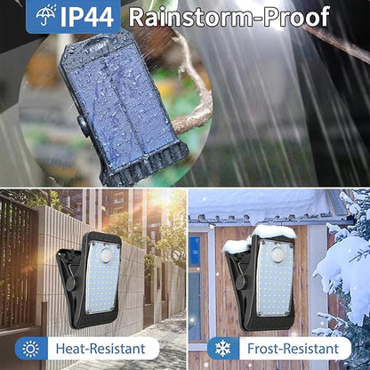 New Enhanced 73 LED Outdoor Solar Clip Light, Portable Lighting with Motion Sensor, Waterproof Solar&USB Powered Courtyard Atmosphere Decorative Lights,3 Modes Path Light.