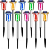 DenicMic Solar Lights Outdoor 10 Pack Waterproof Color LED Stainless Steel Stake Outside Lights for Yard Pathway | Lumora