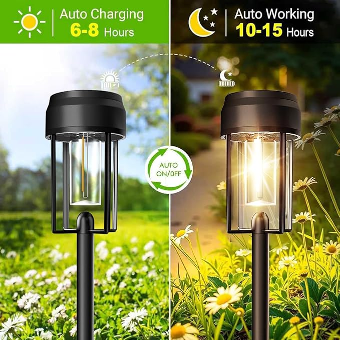 Solar Pathway Lights Outdoor, 12 Pack Bright Solar Path Lights IP65 Waterproof, Auto On/Off Outdoor Lighting 3200k for Yard Walkway Driveway Landscape Garden Decor