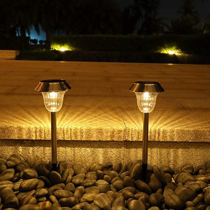 2- Pack Solar Lights Outdoor for Garden Walkway Led Solar Garden Lights Outdoor Waterproof for Pathway,Solar Pathway Lights Yard Lights for Patio Driveway Lawn Backyard Sidewalk Lighting,White L (War