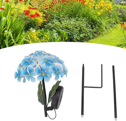 Solar Hydrangea Light, 26 LEDs Lifelike Iron Flower Stake Lamp for Garden Porch Lawn, Outdoor Solar Powered Hydrangea Decorative Lighting for Yard and Garden(Blue)