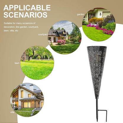 Vintage Solar Landscape Flame Lamp Outdoor Garden Path Light Black Warm Light with Faceted Shade, Waterproof Hanging Wall Stake Mount, Simulated Dynamic Fire Effect for Patio Yard