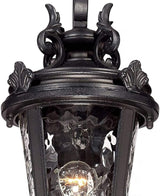 John Timberland Marseille Traditional Outdoor Wall Light Fixture Black Steel Scroll 19" Clear Hammered Glass | Lumora