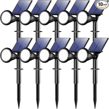 WELALO Solar Spot Lights Outdoor Waterproof IP65, 10 Pack 4 Lighting Modes Solar Powered Landscape Spotlights with Auto On/Off, Solar Garden Christmas Yard Pathway Wall Lights for Outside, Cool White