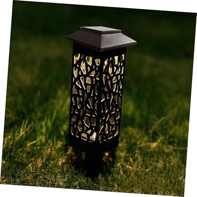 6pcs Solar Hollow Lawn Lights Outdoor Landscape Lighting Black Warm White for Garden Walkway Energy Saving Solar Step Lights