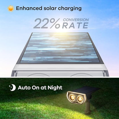 Consciot Christmas Solar Spot Lights Outdoor, IP67 Waterproof 2-in-1 Solar Outdoor Lights, Durable Christmas Decoration Lights for Garden, Yard, Pathway, Driveway, Porch, Walkway, Auto On/Off, 6 Pack