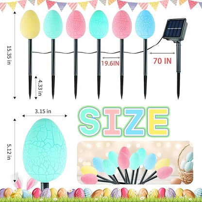 2 Pack Solar Easter Decorations Outdoor Lights,with 8 Modes 12 LED Egg Light,Waterproof Outdoor Solar Lights for Garden Yard Pathway Lawn Grave (Egg)