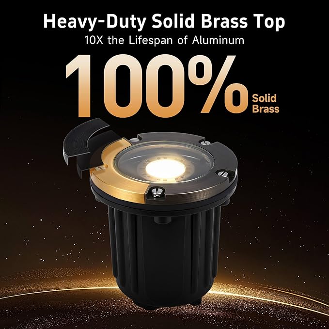 Gardenreet Outdoor Well Lights Low Voltage - Solid Brass Ip65 LED Inground Lighting, 12V All Weather Fixture | Lumora