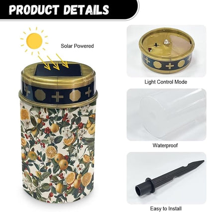 Lemon Flower Garden Solar Light Pathway Solar Powered Lights Solar Yard Lights Waterproof Solar Outdoor Lights for Cemetery Landscape Path Lights LED Solar Lamp