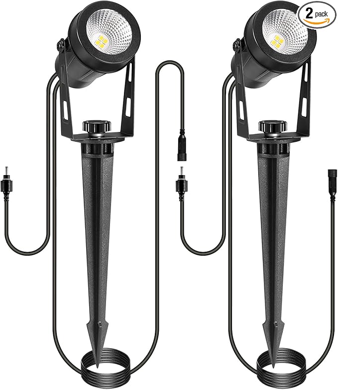 2 Pack Extendable Outdoor Landscape Lights, 12V Low Voltage Landscape Lighting IP65 Waterproof Plug-in Outdoor | Lumora