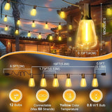 LAMPHOME 2-Pack 26Ft ST38 Outdoor String Lights, Warm Yellow Edison LED Patio Light with 12+1 Shatterproof Bulbs | Lumora