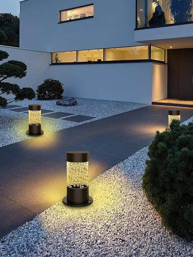 Modern Solar Pathway Light Solar Powered Mini Garden Lights Outdoor IP65 Waterproof Lawn Lamp LED Landscape Bollard Lighting Fixture for Courtyard Pathway Walkway Front/Back Door Decor