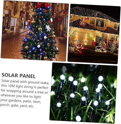 POPETPOP 2 Sets Solar Powered LED String Lights with Multi-Color Beads Outdoor Fairy Lights for Yard Plant Xmas Patio Decor Memory Chip Saving Mode