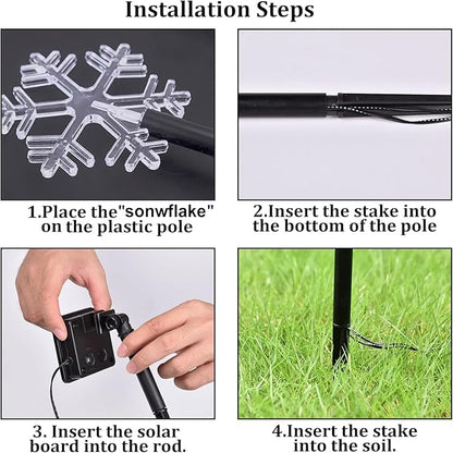 Solar Christmas Pathway Lights, 5 Pack Snowflake Decor Outdoor Waterproof Stake Lights for Garden, Lawn, Patio, Wedding Party