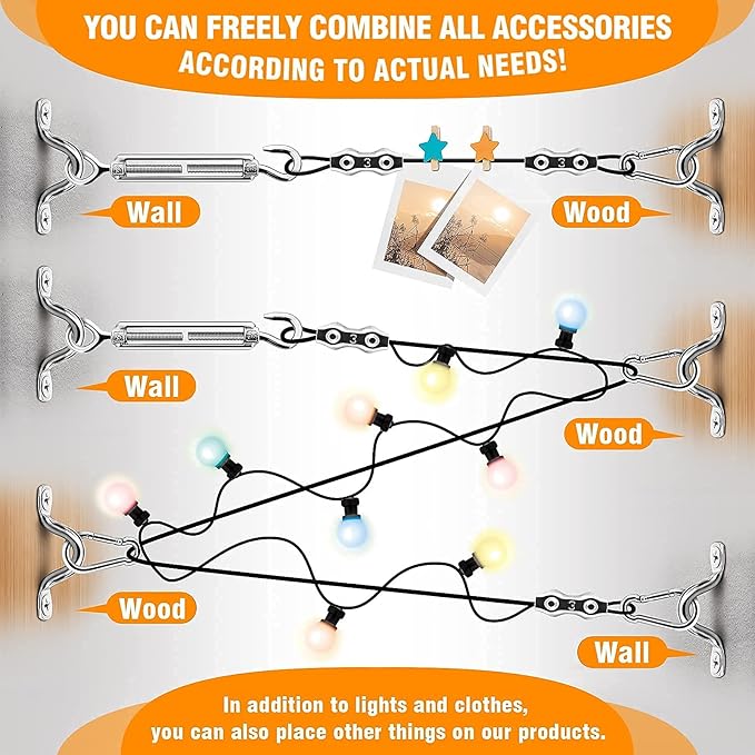 String Light Hanging Kit,164 Ft Nylon Coated Stainless Steel 304 Wire Rope, String Lights Suspension Kit,Outdoor | Lumora