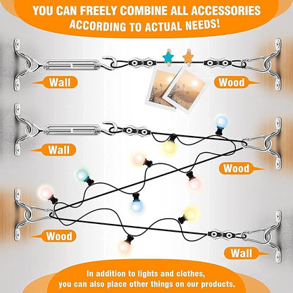 String Light Hanging Kit,164 Ft Nylon Coated Stainless Steel 304 Wire Rope, String Lights Suspension Kit,Outdoor Light Hanging Kit