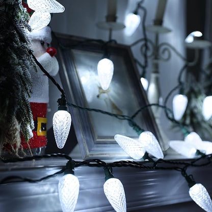 Brizled White Christmas Lights White, 33ft 50 LED C9 Christmas Light String, Connectable Outdoor Xmas Lights, 120V UL Certified Tree Light for Indoor Outdoor House, Garden, Holiday, Yard, Party