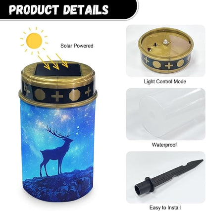 Starry Deer Decorations Solar Lights,Stake Lights, Outdoor Waterproof Memorial Day Decorations Patriotic Lights for Garden Yard Pathway Grave