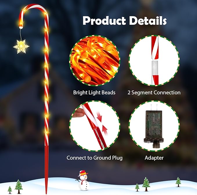HELESIN Christmas Candy Cane Pathway Lights Outdoor 40.75in 110 LED Higher Christmas Candy Cane Lights with | Lumora