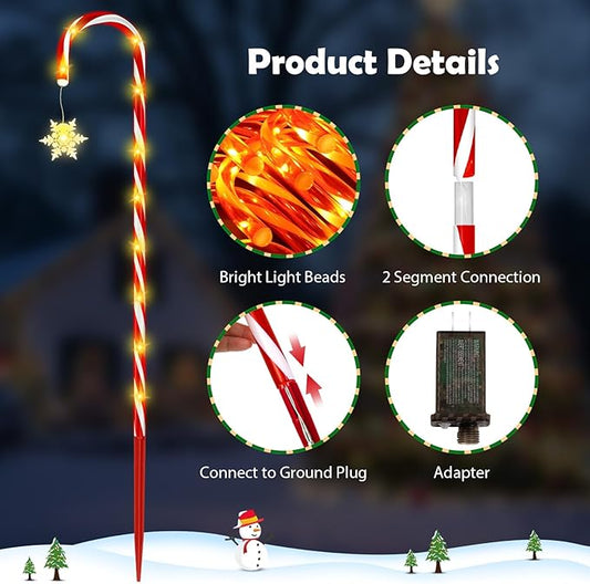 HELESIN Christmas Candy Cane Pathway Lights Outdoor 40.75in 110 LED Higher Christmas Candy Cane Lights with Adapter, 12 Modes Timer Remote Waterproof for Patio Garden Pathway