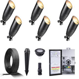 Gardenreet Black Brass Low Voltage Landscape Spotlights(6-Pack) Kit 12V LED with Low Voltage Transformer 150W & | Lumora