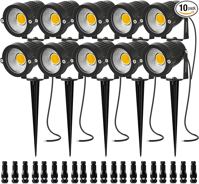 10 Pack Low Voltage Landscape Lights LED 5W Landscape Lighting with connectors AC/DC 12V-24V Outdoor Spotlight IP66 | Lumora