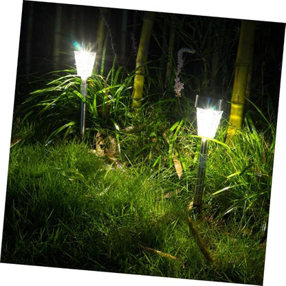 Hemoton Solar Garden Lamp Outdoor LED Lawn Light Waterproof Stainless Steel Ground Inserting Solar Path Light for Patio Yard Landscape