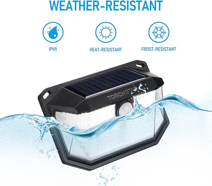 TORCHSTAR Solar Motion Sensor Lights Outdoor, IP65 Waterproof Cordless Outdoor Wall Lighting for Driveway, Patio | Lumora