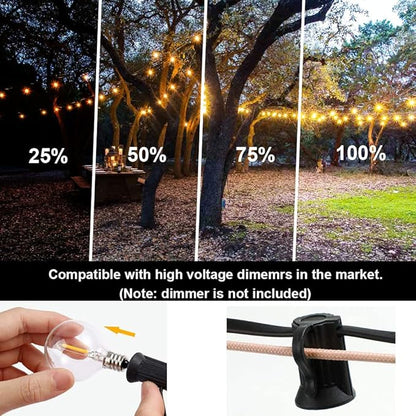 SUFEIMAS 100FT 30 Sockets G40 Globe String Lights and 100FT 30 Sockets S14 Outdoor String Lights