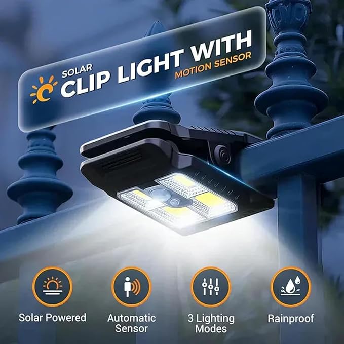 Solar Clip Light With Motion Sensor, 2026 new Clamp On Solar Lights For Camping Adjustable Clip On Led Light For Garden Multifunctional Clip Lamp For Garage, Emergency Led Light For Home (3PCS)