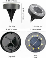 Solar Ground Lights Outdoor Waterproof IP68, 4 Pack 8 LED In Ground Solar Disc Landscape Lighting, Garden Lights | Lumora