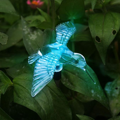 Solar Powered Outdoor Garden LED Light Color Charging Figurine Stake Landscape Light Waterproof Hummingbird Lawn Lamp for Sidewalk Terrace Pathway Walkway Driveway Yard & Lawn Decorations