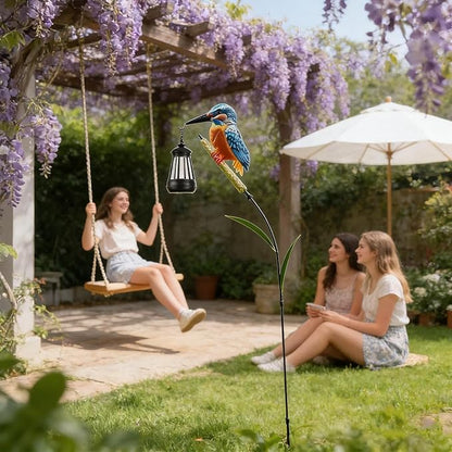 Solar Statues Outdoor Waterproof - Kingfisher Solar Light Figurine,Waterproof Walkway Lantern | for Garden Yard Patio Backyard Porch Lawn Walkway Courtyard Outdoor Landscaping